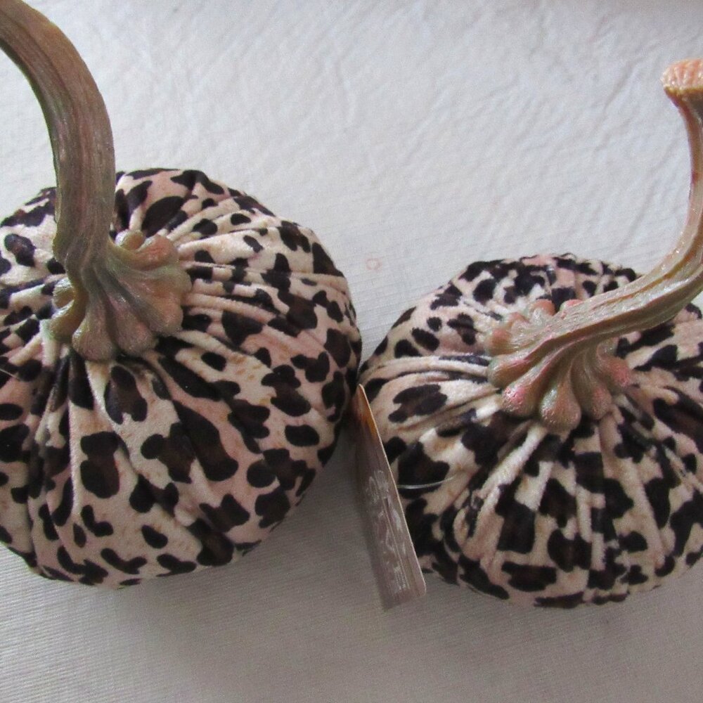 Cheetah Pumpkin's Small & Mini Velour Decorative Halloween Thanksgiving 2 PC